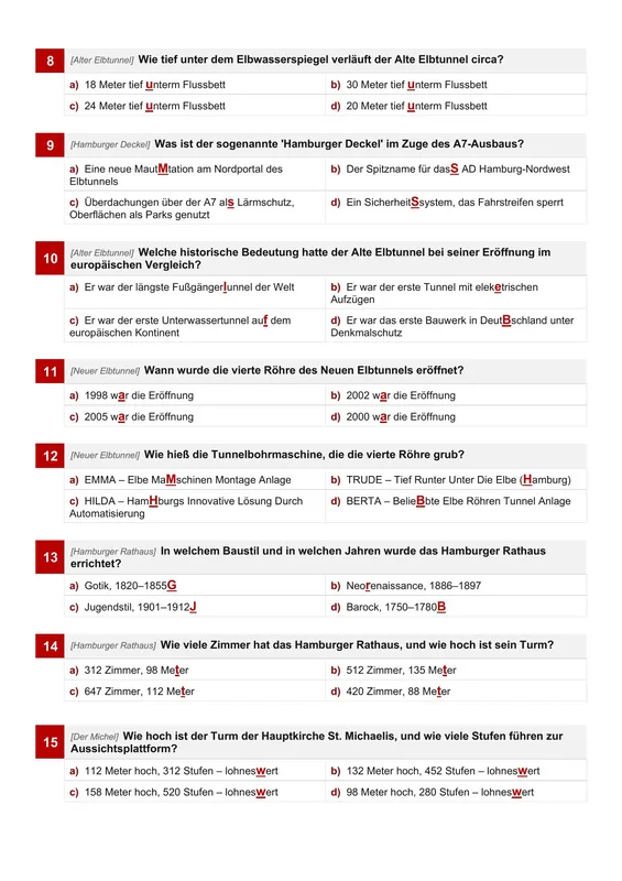 Quiz auf vier Seiten