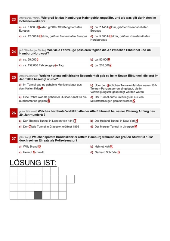 Quiz auf vier Seiten
