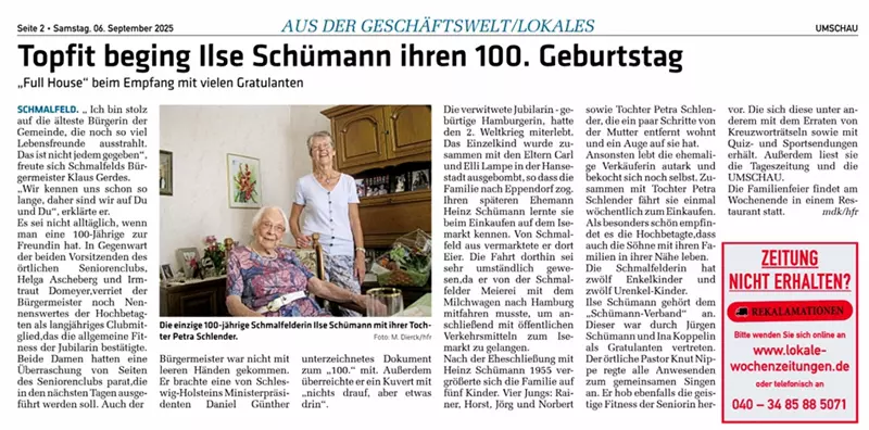 Ilse hunderster Geburtstag in der Umschau